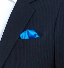 Antonio Ricci 2-in-1 Pouf Round Pocket Square - White On French Blue -Fashion Formal Wear Store AR PKS HR101 4 47590.1598474322