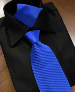 Antonio Ricci Satin Microfiber Diagonal Pleated Tie With Pocket Square - Royal