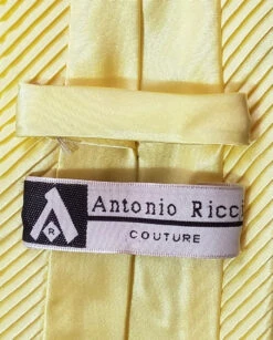 Antonio Ricci Contrasting Pleated Tie With Pocket Square - Yellow -Fashion Formal Wear Store ART P19 Y 2 41956.1604378925