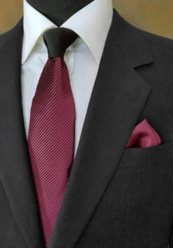 Antonio Ricci Contrasting Pleated Tie With Pocket Square - Wine 10 Antonio Ricci Contrasting Pleated Tie With Pocket Square - Wine -Fashion Formal Wear Store ART P 12903.1587922358