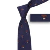Brown Puppy Dog Theme Dark Blue Skinny Tie