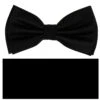 Black Pre-Tied Silk Bow Tie Set W/ Pocket Square -Fashion Formal Wear Store AT SPTBT 200 00992.1674410888