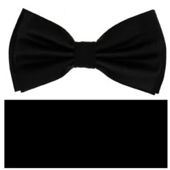 Black Pre-Tied Silk Bow Tie Set W/ Pocket Square