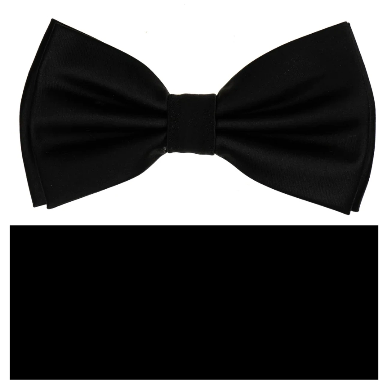 Black Pre-Tied Silk Bow Tie Set W/ Pocket Square 3 Black Pre-Tied Silk Bow Tie Set W/ Pocket Square