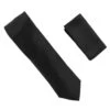 100% Silk Mini Diagonal Weave Necktie With Pocket Square - Black