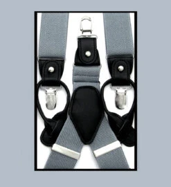 Antonia Convertible Button & Clip Stretch Braces - Suspenders - Silver