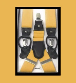 Antonia Convertible Button & Clip Stretch Braces - Suspenders - Yellow Mustard