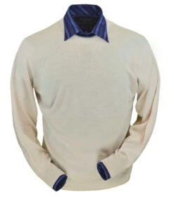 Peru Unlimited 100% Royal Alpaca Contrast Neck Sweater - Natural