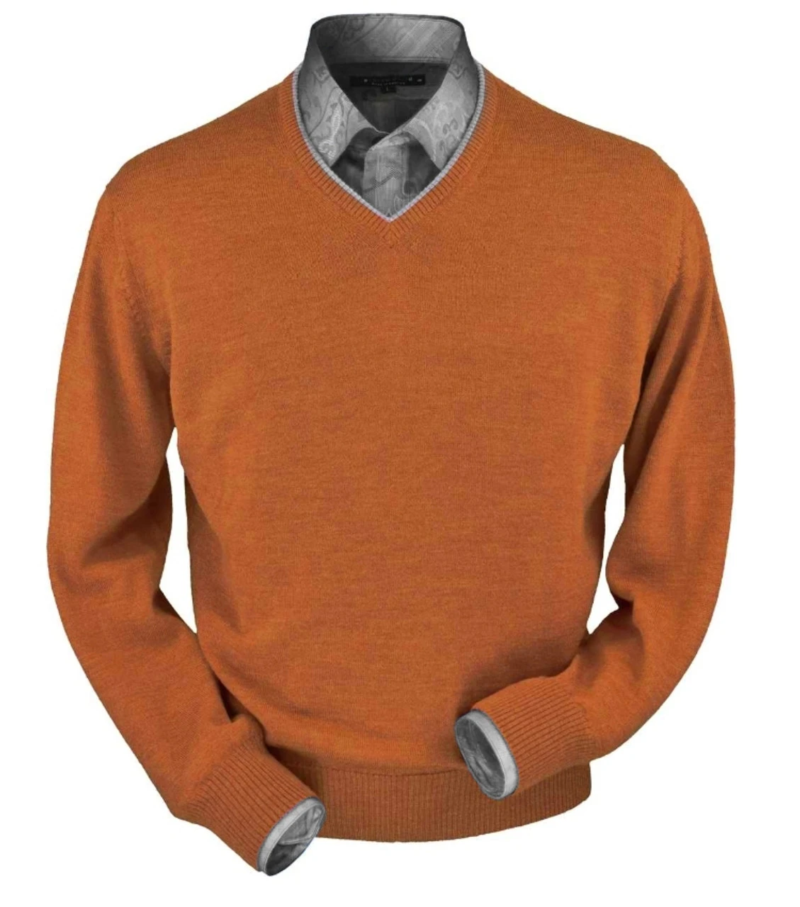 Peru Unlimited 100% Royal Alpaca Contrast V-Neck Sweater - Cayenne 3 Peru Unlimited 100% Royal Alpaca Contrast V-Neck Sweater - Cayenne
