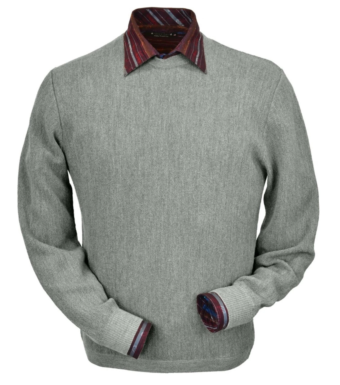 Peru Unlimited Baby Alpaca And Wool Crew Neck Sweater - Silver Grey 3 Peru Unlimited Baby Alpaca And Wool Crew Neck Sweater - Silver Grey