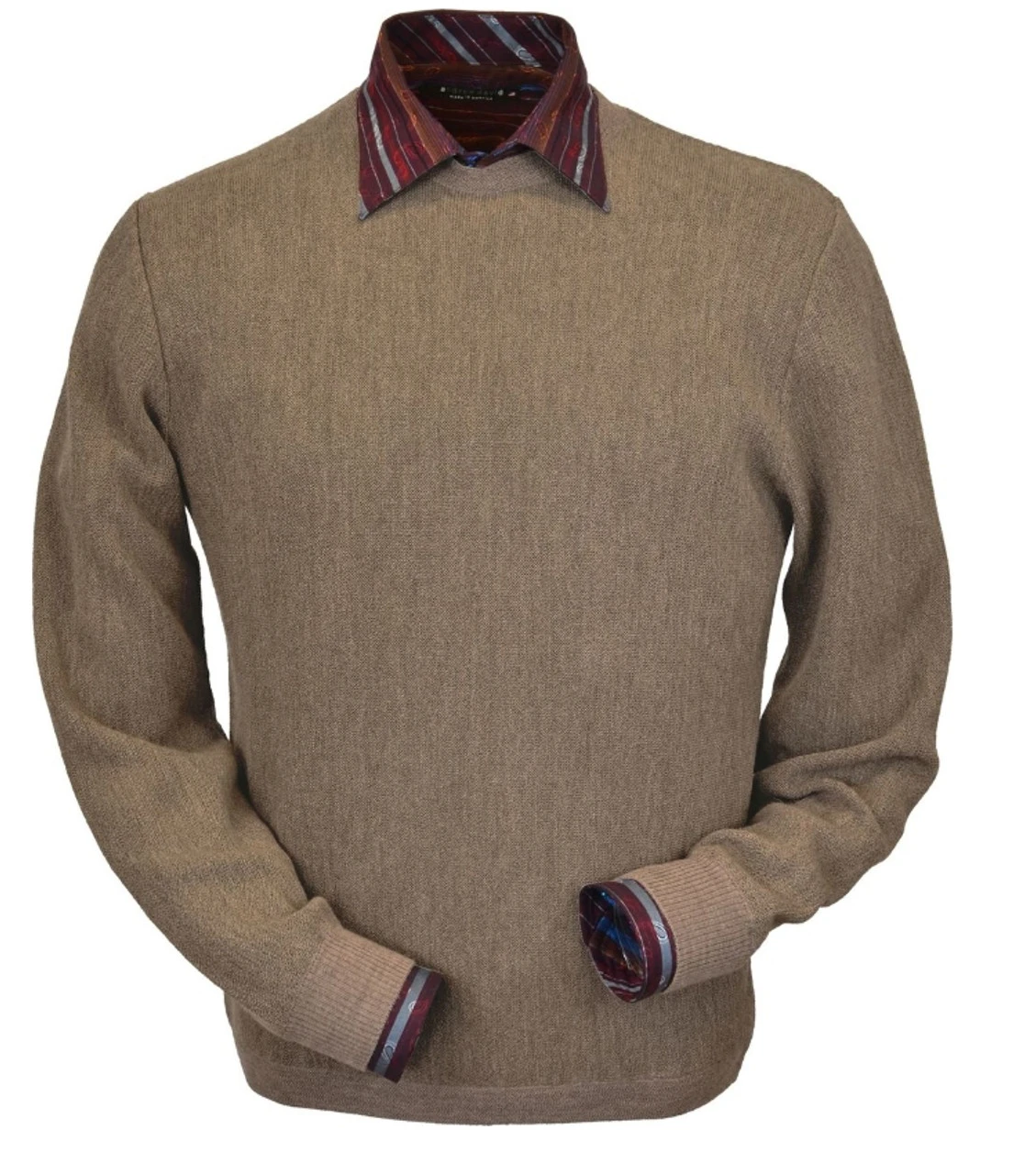 Peru Unlimited Baby Alpaca And Wool Crew Neck Sweater - Taupe 3 Peru Unlimited Baby Alpaca And Wool Crew Neck Sweater - Taupe