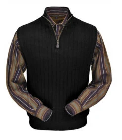 Peru Unlimited Baby Alpaca And Wool Half Zip Vest - Black