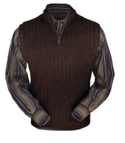 Peru Unlimited Baby Alpaca And Wool Half Zip Vest - Dark Brown