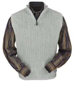 Peru Unlimited Baby Alpaca And Wool Half Zip Vest - Light Grey