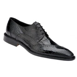 Belvedere Genuine Ostrich Leg & Eel Dress Tie Shoe - Black
