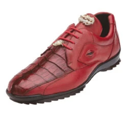 Belvedere Genuine Hornback Crocodile And Calf Leather Sneaker
