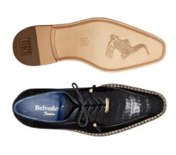 Belvedere Genuine Caiman Croc And Italian Calf Dress Shoe - Black -Fashion Formal Wear Store BEL B04 B 3 34507.1667669112
