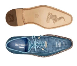 Belvedere Genuine Caiman Croc And Italian Calf Dress Shoe - Blue -Fashion Formal Wear Store BEL B04 BL 3 33906.1667668847