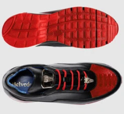 Belvedere Genuine Ostrich And Soft Italian Calf Sneakers -Red & Black -Fashion Formal Wear Store BEL E01 R 2 13418.1667677520