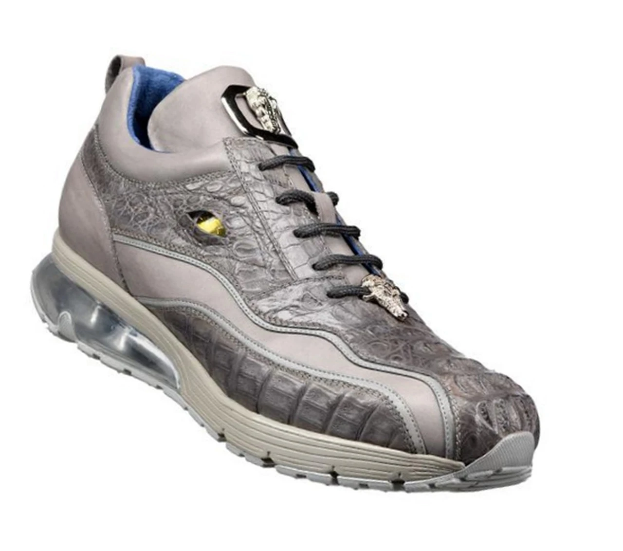 Belvedere Genuine Hornback Crocodile And Italian Calf Sneakers - Grey 3 Belvedere Genuine Hornback Crocodile And Italian Calf Sneakers - Grey