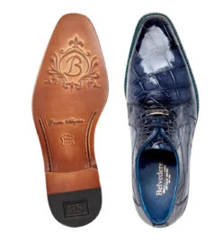 Belvedere Genuine Alligator Blue Dress Tie Shoe -Fashion Formal Wear Store BEL N01 BL 3 08253.1667847016