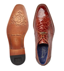 Belvedere Genuine Alligator Brandy Dress Tie Shoe -Fashion Formal Wear Store BEL N01 BRN 3 39550.1667847146