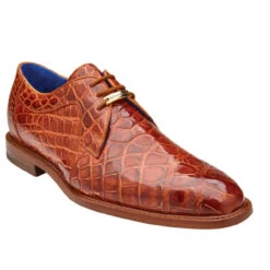 Belvedere Genuine Alligator Brandy Dress Tie Shoe