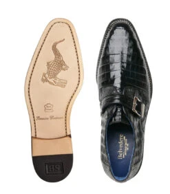 Belvedere Genuine Caiman Crocodile Monk Strap Dress Shoe - Black -Fashion Formal Wear Store BEL N05 B 3 27429.1667792468
