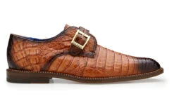 Belvedere Genuine Caiman Crocodile Monk Strap Dress Shoe - Brandy Tone -Fashion Formal Wear Store BEL N05 BRN 2 68968.1667792516