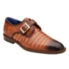Belvedere Genuine Caiman Crocodile Monk Strap Dress Shoe - Brandy Tone -Fashion Formal Wear Store BEL N05 BRN 57235.1667792498