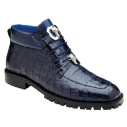 Copy Of Belvedere Genuine Caiman Crocodile Lug Sole Boot - Navy