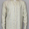 Bassiri Cream Ribbon Weave Long Sleeve Camp Shirt -Fashion Formal Wear Store BSI LSC 4733 19715.1522491353