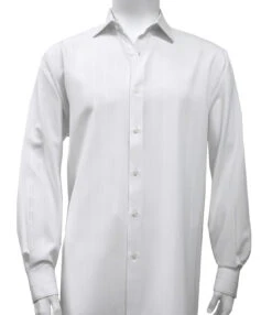 Bassiri White Faded Stripe Weave Long Sleeve Camp Shirt