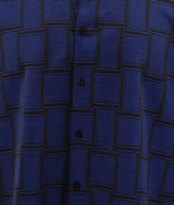 Bassiri Long Sleeve Camp Shirt - Large Basket Weave Pattern - Royal Blue -Fashion Formal Wear Store BSI LSC 6431 2 71783.1666730429