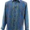 Bassiri Blue Wavy Line Mix Design Long Sleeve Camp Shirt -Fashion Formal Wear Store BSI LSC 6452 53537.1666728506