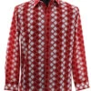 Bassiri Red Abstract Diamonds Long Sleeve Camp Shirt -Fashion Formal Wear Store BSI LSC 6454 46071.1666298294