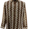 Bassiri Brown Abstract Diamonds Long Sleeve Camp Shirt 2 Bassiri Brown Abstract Diamonds Long Sleeve Camp Shirt -Fashion Formal Wear Store BSI LSC 6455 78537.1666297903