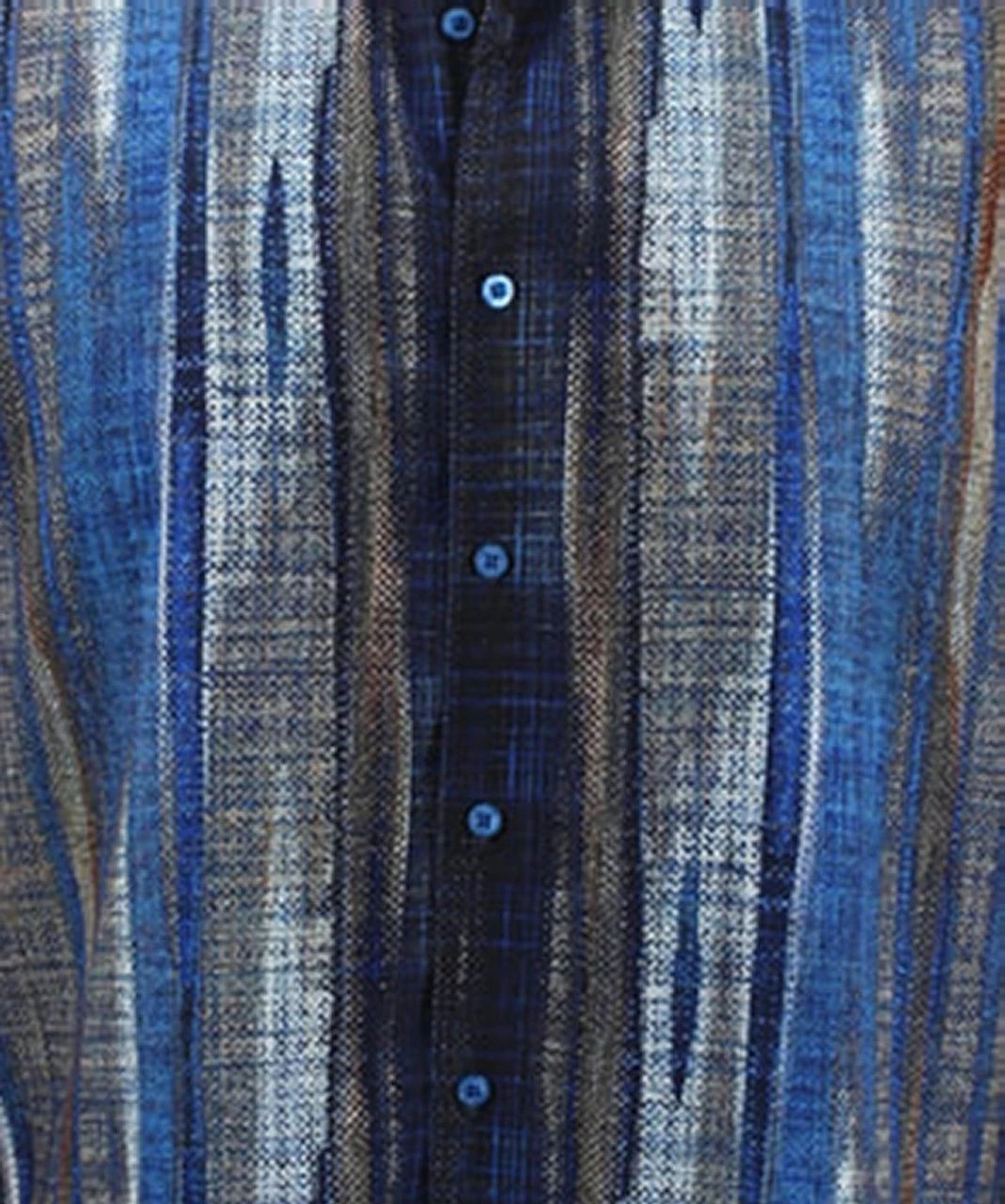 Bassiri Long Sleeve Camp Shirt - Blue Multi-Color Streak Design 4 Bassiri Long Sleeve Camp Shirt - Blue Multi-Color Streak Design - Image 2