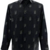 Bassiri Long Sleeve Camp Shirt - Black Greek Key Design -Fashion Formal Wear Store BSI LSC 6473 78251.1666721640
