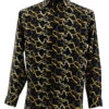 Bassiri Long Sleeve Camp Shirt - Black & Gold Squiggle Design -Fashion Formal Wear Store BSI LSC 6478 26421.1666719457