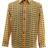 Bassiri Long Sleeve Camp Shirt - Yellow-Gold Block Design -Fashion Formal Wear Store BSI LSC 6481 80358.1666648505