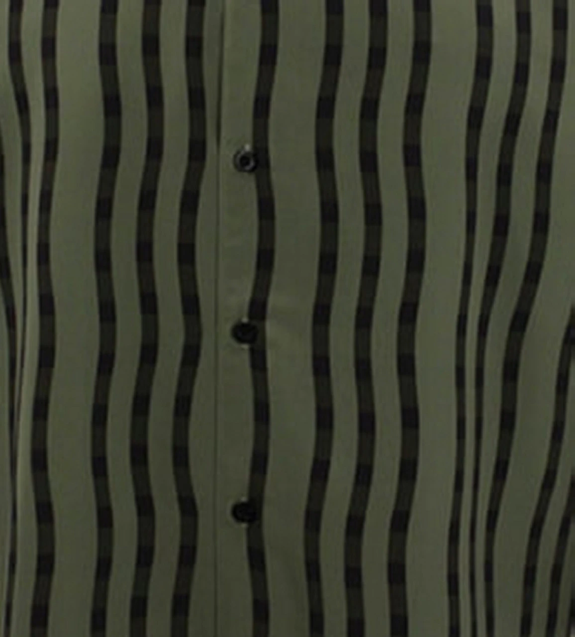 Bassiri Long Sleeve Camp Shirt - Olive & Black Wavy Line Design 4 Bassiri Long Sleeve Camp Shirt - Olive & Black Wavy Line Design - Image 2