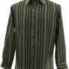 Bassiri Long Sleeve Camp Shirt - Olive & Black Wavy Line Design -Fashion Formal Wear Store BSI LSC 6485 72345.1666647654