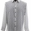 Bassiri Black Polka Dot On White Long Sleeve Camp Shirt -Fashion Formal Wear Store BSI LSC 6488 81925.1666296550