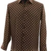 Bassiri White Polka Dot On Brown Long Sleeve Camp Shirt 2 Bassiri White Polka Dot On Brown Long Sleeve Camp Shirt -Fashion Formal Wear Store BSI LSC 6489 50936.1666296656