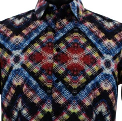 Bassiri Short Sleeve Camp Shirt - Black With Red Diamond Abstract 9 Bassiri Short Sleeve Camp Shirt - Black With Red Diamond Abstract -Fashion Formal Wear Store BSI SS 1026 2 68378.1683820051