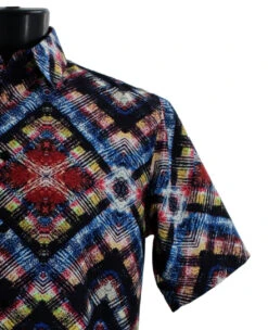 Bassiri Short Sleeve Camp Shirt - Black With Red Diamond Abstract 8 Bassiri Short Sleeve Camp Shirt - Black With Red Diamond Abstract -Fashion Formal Wear Store BSI SS 1026 4 10006.1683820050