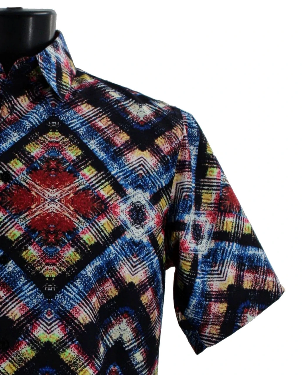 Bassiri Short Sleeve Camp Shirt - Black With Red Diamond Abstract 5 Bassiri Short Sleeve Camp Shirt - Black With Red Diamond Abstract - Image 3