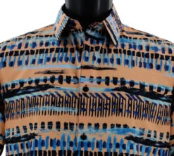 Bassiri Short Sleeve Camp Shirt - Peach With Blue Paint Marks -Fashion Formal Wear Store BSI SS 1030 2 16022.1683823366