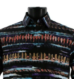 Bassiri Short Sleeve Camp Shirt - Black With Multi-Color Paint Marks 8 Bassiri Short Sleeve Camp Shirt - Black With Multi-Color Paint Marks -Fashion Formal Wear Store BSI SS 1031 2 69361.1683823279